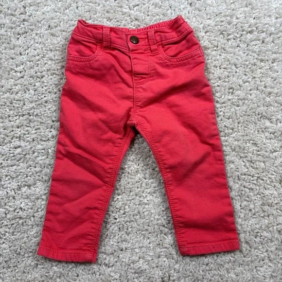 OshKosh B'gosh Toddler Boys Red Slim Fit‎ Twill Pants 18M Stretch Waist