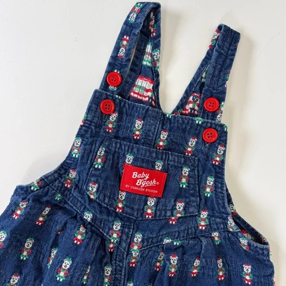 VTG‎ Holiday Bear OshKosh Ovealls 24M Vestbak Made in USA Baby B’Gosh Christmas