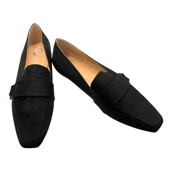 Journee Collection Benntly Black Loafers Square Toe Slip On‎ Flats Size 8 NIB