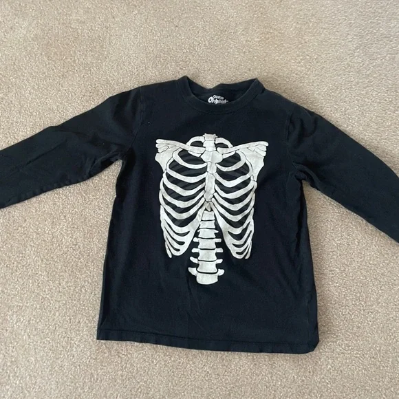 Kids Osh Kosh Black‎ Skeleton Long Sleeve Shirt Size 8