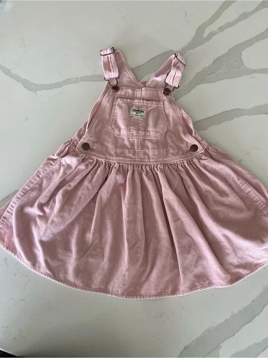 OshKosh B'gosh y2k Pink vestbak Corduroy Overall Jumper Dress Girls 5T