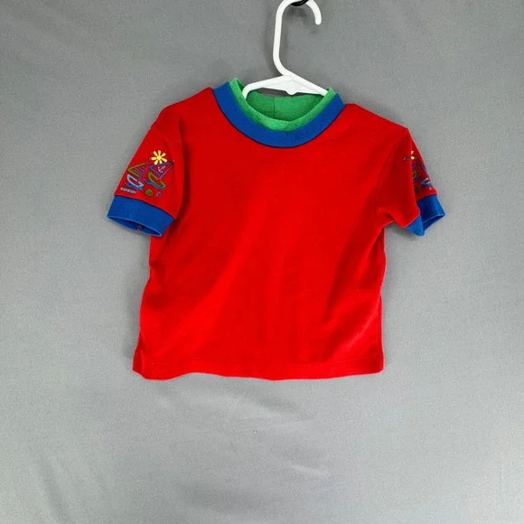 VTG OshKosh Bgosh Shirt 18M Made in USA 80s 90s Colorblock Sailboat Red Single