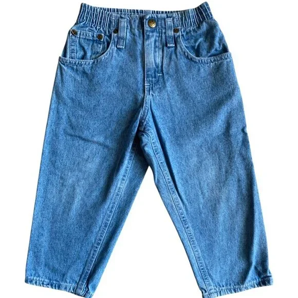 Vintage OshKosh B'Gosh Pink Label Blue Denim Elastic Waist Jeans Approx Size 3T