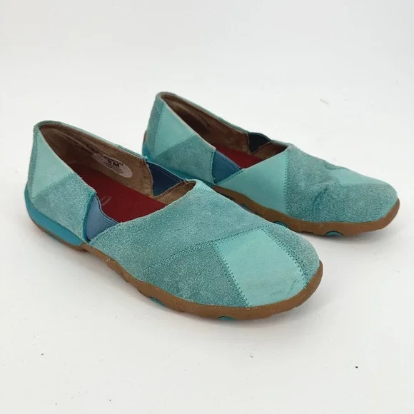 Twisted X Kicks Turquoise Teal Leather Patchwork Driving Loafers Shoes 8M