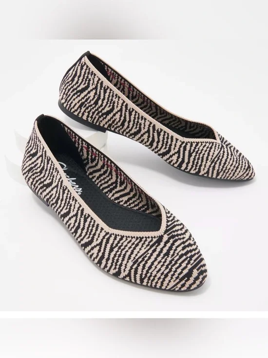 Skechers Animal Print Claw-some Washable Knit Flats memory foam