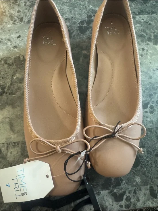 Time and Tru Tan Bow Ballet Flats