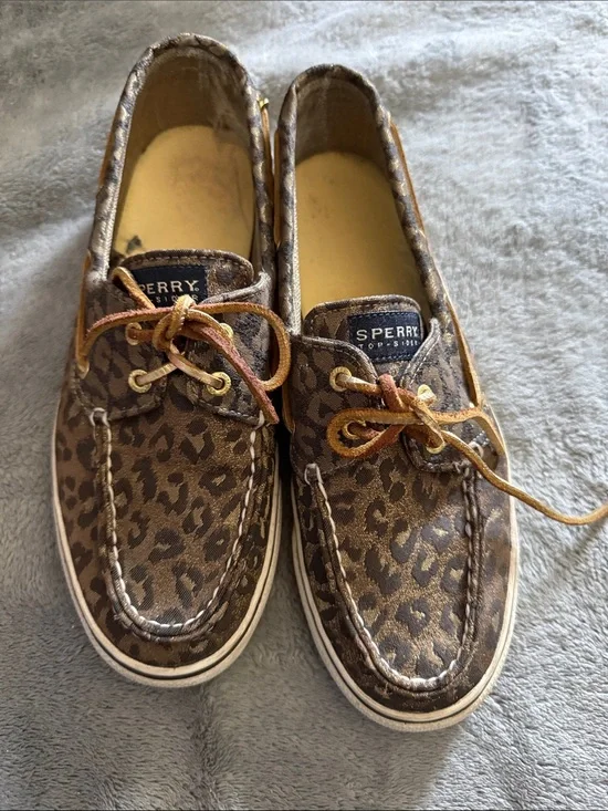 Sperry Leopard-Print Boat Shoes in Brown Tones