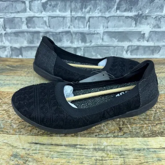 Hey Dude Savannah Slip Classic Black Stitched Denim SAMPLE Womens Size 7 New