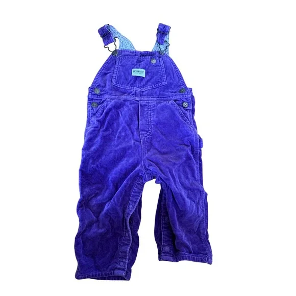 Oshkosh vintage velour purple vestbak overalls toddler classic rare