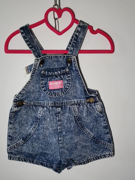 OshKosh B'gosh Acid-Wash Denim Short Overalls in Blue