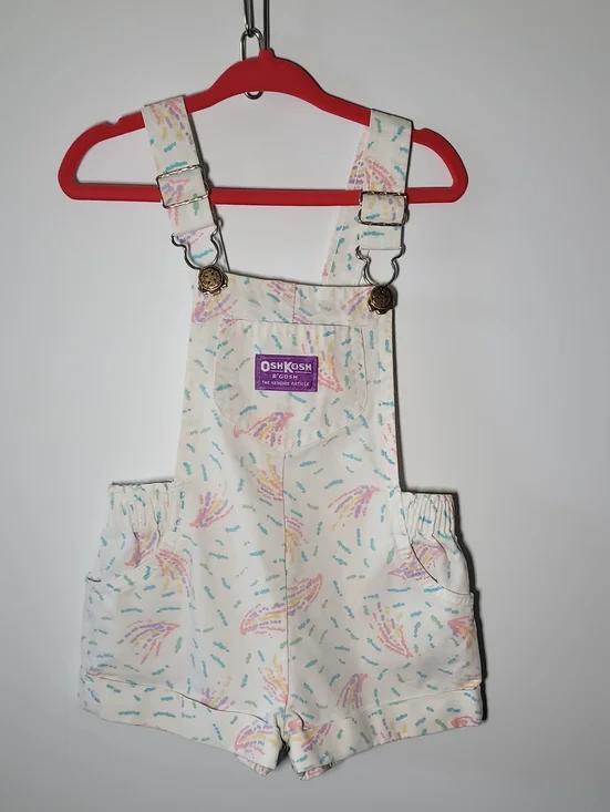 OshKosh B'gosh White Shortall with Pastel Print