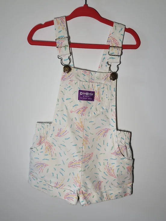 OshKosh B'gosh Cream Multicolor Printed Short Overalls