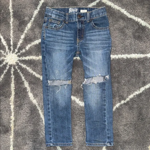 Denim Blue Jeans, Distressed Knees Size 5 kids