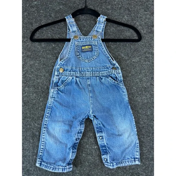 Vintage OshKosh Bgosh Denim Overalls 12 Months Made in USA Blue Vestbak 3511 F