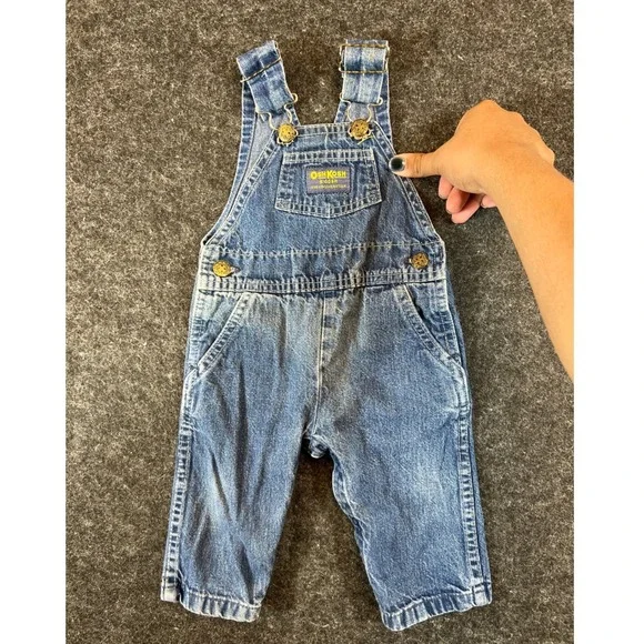 Vintage OshKosh B'Gosh Denim Overalls 12 Months Blue Made in USA Vestbak Toddler