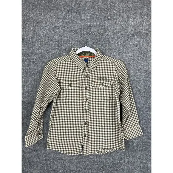 Oshkosh B'qosh Boys Flanel Shirt Crean Brown 100% Cotton Size 10‎