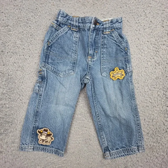 OshKosh B'gosh BTG Carpenter Jeans Toddler 18M Blue Western‎ Cowboy Lil Buckaroo