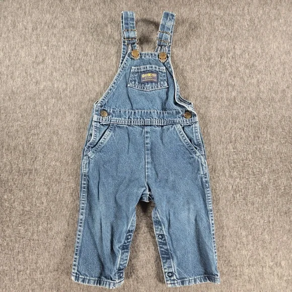 Vintage‎ OshKosh B'Gosh Overalls Kids 24M Blue Denim Vestbak USA Cotton