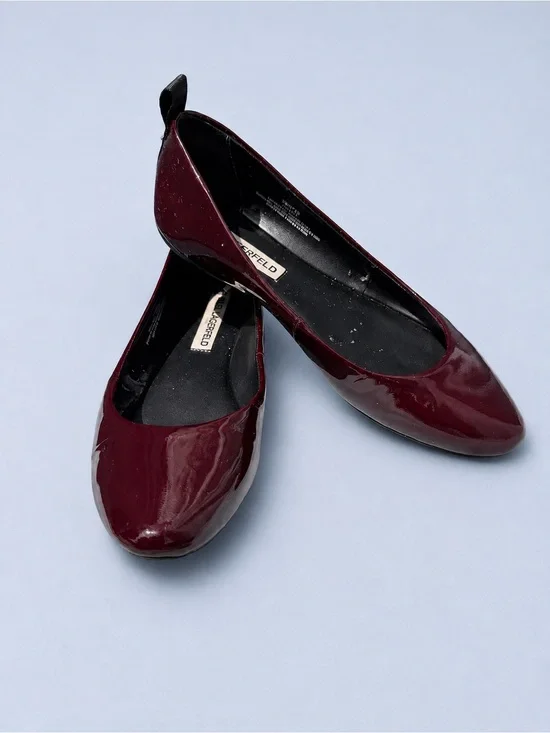 Karl Lagerfeld Paris Vada Flats Burgundy Patent Leather Pointed Toe Size 7