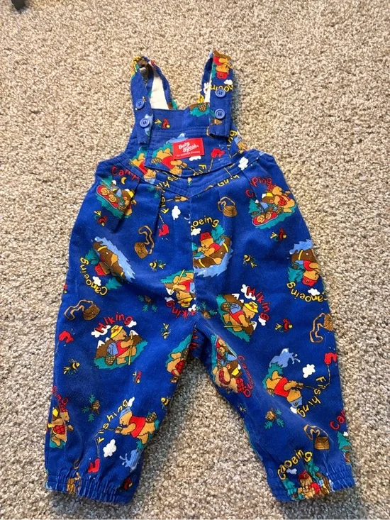 Vintage OshKosh B'gosh Royal Blue Camping Print Overalls