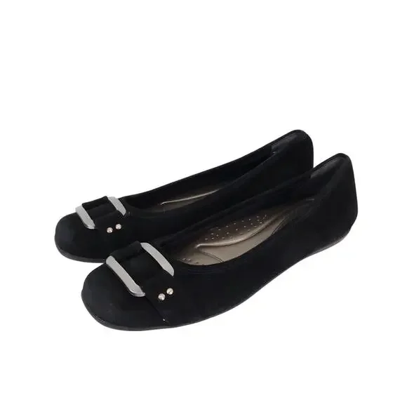 Trotters Sizzle Signature Flat Black Suede Flats Size 7