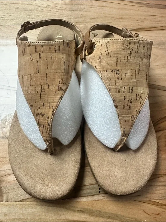 Cork Accent and Tan Thong Sandals
