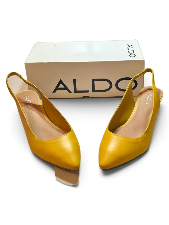 ALDO Mustard Yellow Pointed Toe Slingback Low Heals