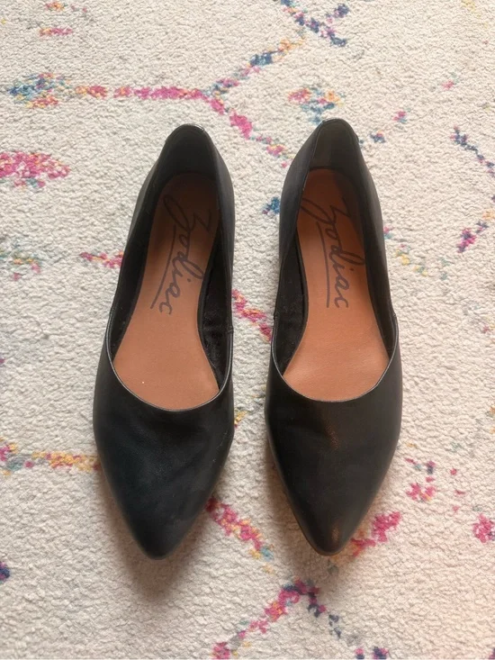 Zodiac Black Pointed Toe Leather Flats