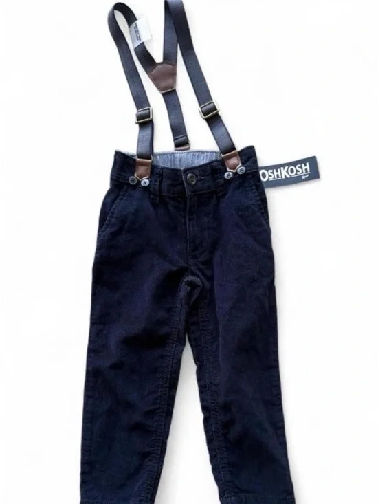OshKosh B'gosh Black Corduroy Pants with Brown Button Detail
