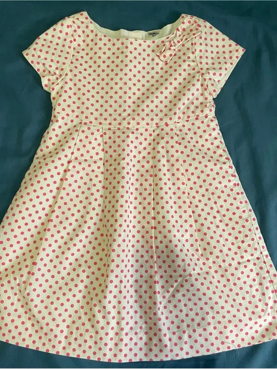 OshKosh B'gosh Cream Dress with Pink Polka Dots and Bow