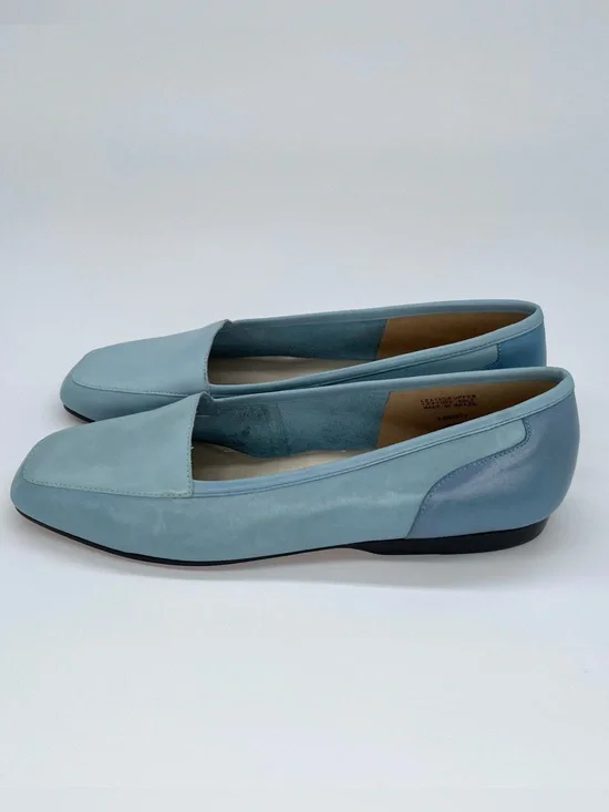Vintage Enzo Angiolini Liberty Two-Tone Blue Leather Square Toe Loafers 7M