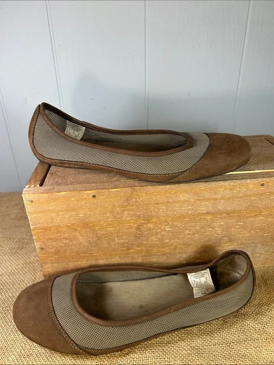 Patagonia Brown and Tan Mesh Slip-On Ballet Flats