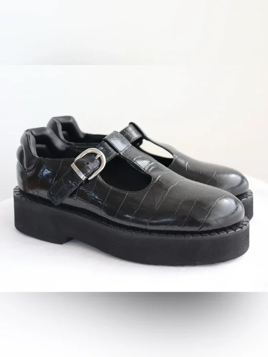 Aquatalia Malvina Black Leather Loafer Embossed Women’s 8.5