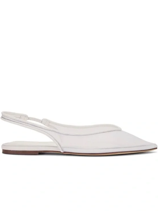 Tony Bianco White Slingback Pointed-Toe Flats