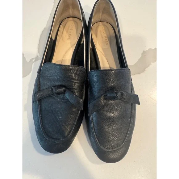 Cole Haan Grandseries Black Leather Loafers Shoes For Crews Slip Resistant 9B
