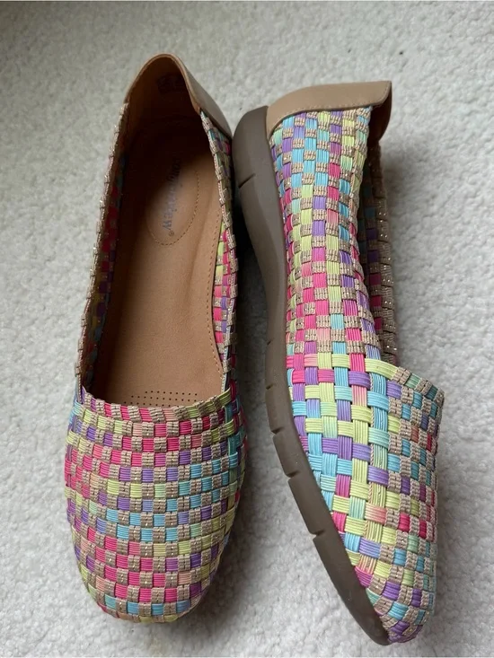 comfortview 10-1/2 Pastel Multi-Color Woven Slip-On Flats