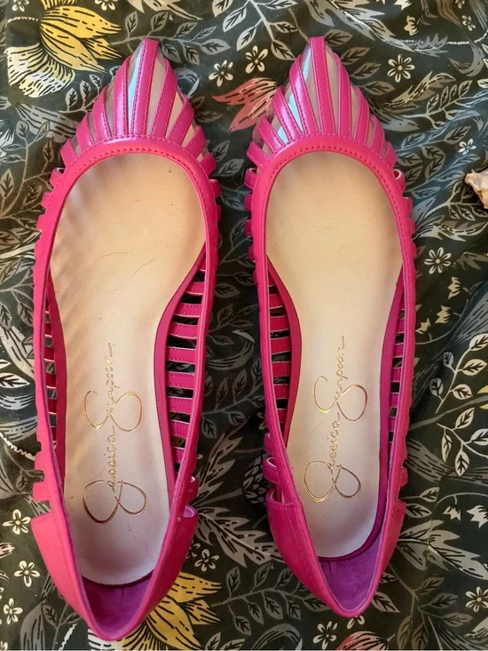 Jessica Simpson Hot Pink Pointed Cutout Flats