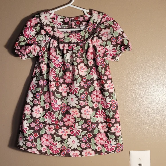 OshKosh Girls 2T colorful floral retro ribbed corduroy short sleeve casual dress