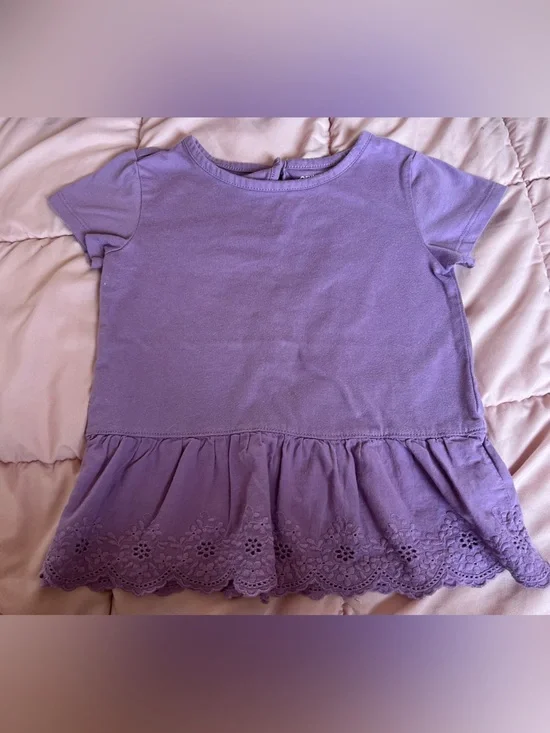 OshKosh B'gosh Lavender Lace-Hem Short Sleeve Tunic