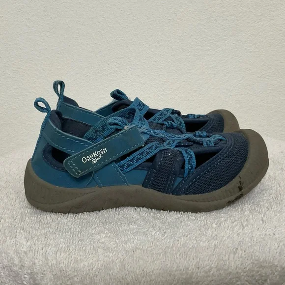 Osh Kosh Myla Bkue, Grey Adjustable Strap Water Shoes Hard Soles Size 10m Sandal