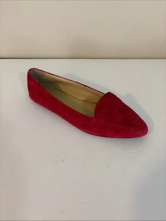 Talbots Red Suede Pointed Toed Penny Loafers Size 7.5 M