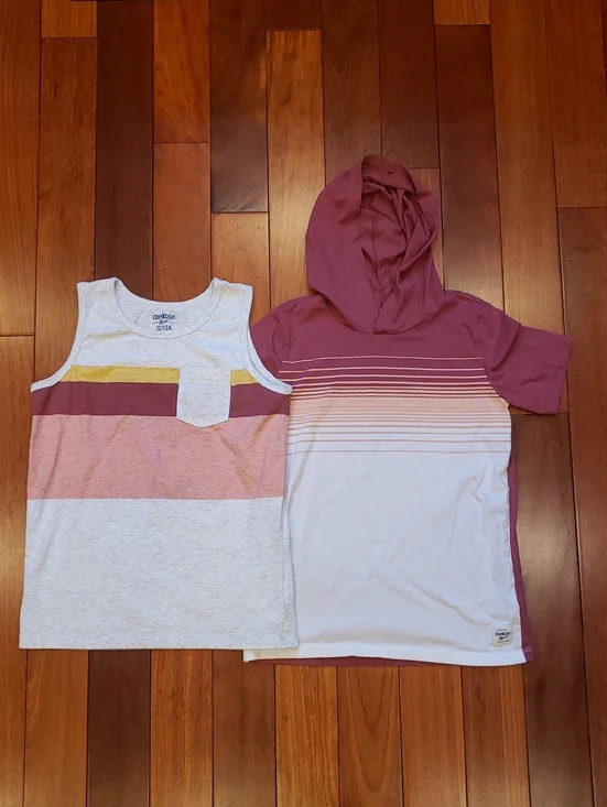 OshKosh Boys Size 12 Tank Top And Short Sleeve Hoodie