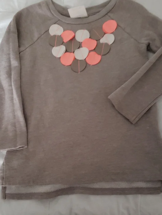 Oshkosh 3t Thin Knit Sweater W Circle Design Taupe Coral