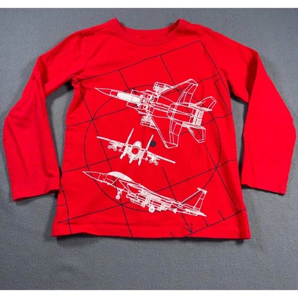 Boys Osh Kosh Originals Jet Fighter Theme Long Sleeve T- Shirt Size 8