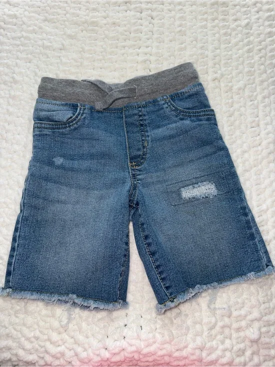 OshKosh B'gosh Blue Denim Pull-On Shorts with Gray Waistband