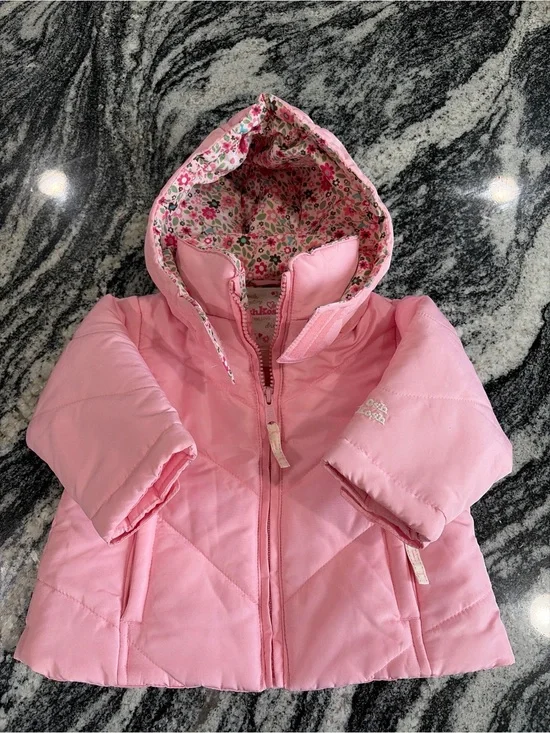 Nwot OshKosh B'Gosh  baby girls Pink Floral Lined Puffer Winter Jacket 12M