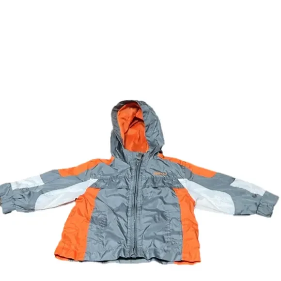 Kids Osh Kosh Bgosh hooded lightweight jacket size 12 months orange gray‎ white