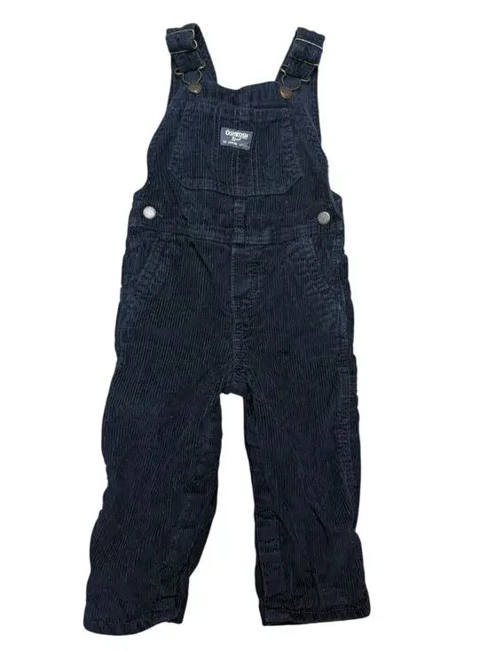 OshKosh B’gosh Navy Corduroy Overalls Toddler 24M Cargo Pockets Classic Vestbak
