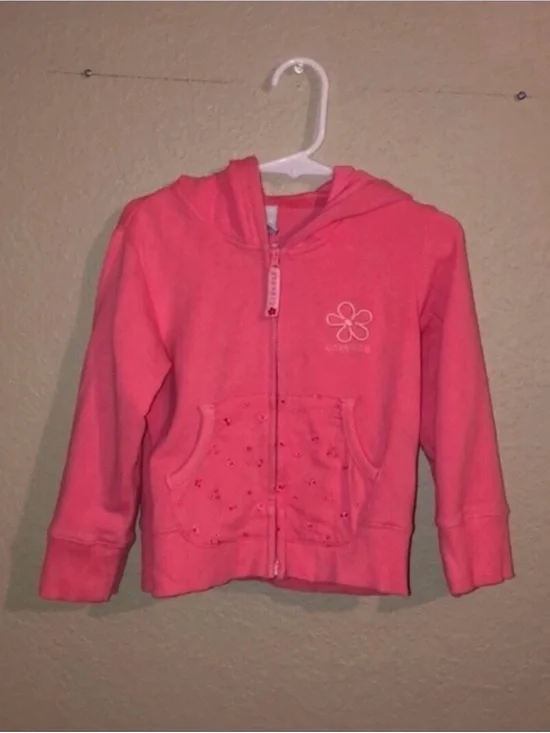 OshKosh Jacket Y2K Coral Pink Zip Up Long Sleeve Casual Hoodie Girls Sz 2T