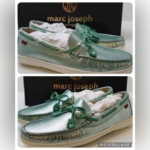 Marc Joseph Leather Cypress Hill Loafer’s in Glistening Turq Size 5 (6) NIB